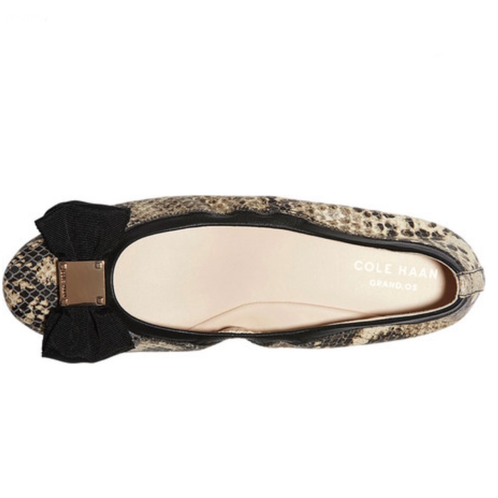 Cole Haan Tali Soft Bow Leather Snake Ballet Flat - Picture 4 of 14